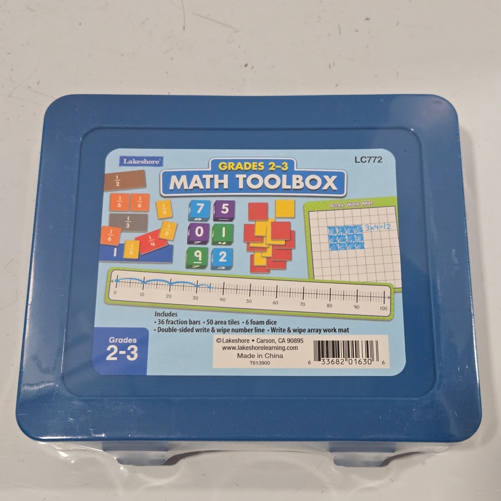Lakeshore Math Toolbox Grades 2-3 LC772 Fractions Area Tiles Dice Number Line